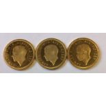 A COLLECTION OF THREE 9CT GOLD KING EDWARD VIII FANTASY SOVEREIGN COINS Each having George and