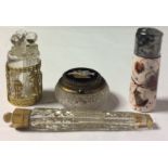 A COLLECTION OF THREE 19TH CENTURY AND LATER SCENT BOTTLES To include three glass scent bottles held