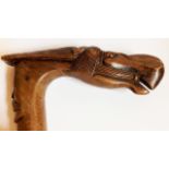 AN UNUSUAL WORLD WAR I MALACCA WALKING STICK Carved with a horse head and bridle above an officer'