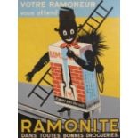 RAYONITE CHIMNEY SWEEP SILKSCREEN POSTER, CIRCA 1920 'Your Chimney-Sweep awaits you/Ramonite