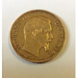 A NAPOLEON III FRENCH 22CT GOLD FIFTY FRANC COIN, DATED 1856 Bearing a coat of arms to reverse. (