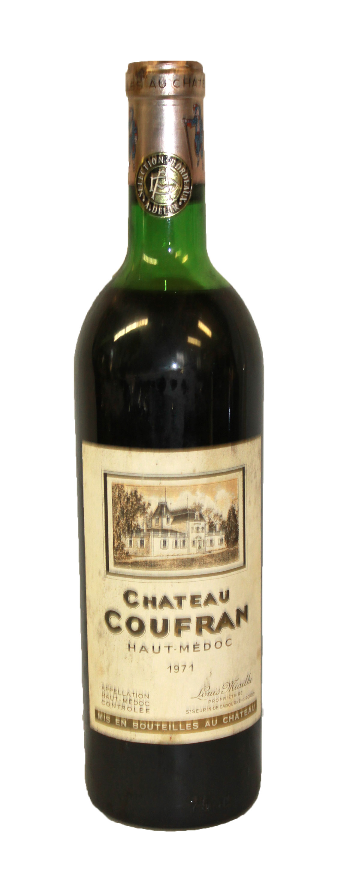 CHÂTEAU COUFRAN HAUT-MÉDOC, 1971, A BOTTLE OF VINTAGE WINE Having a gilt tone design to label.