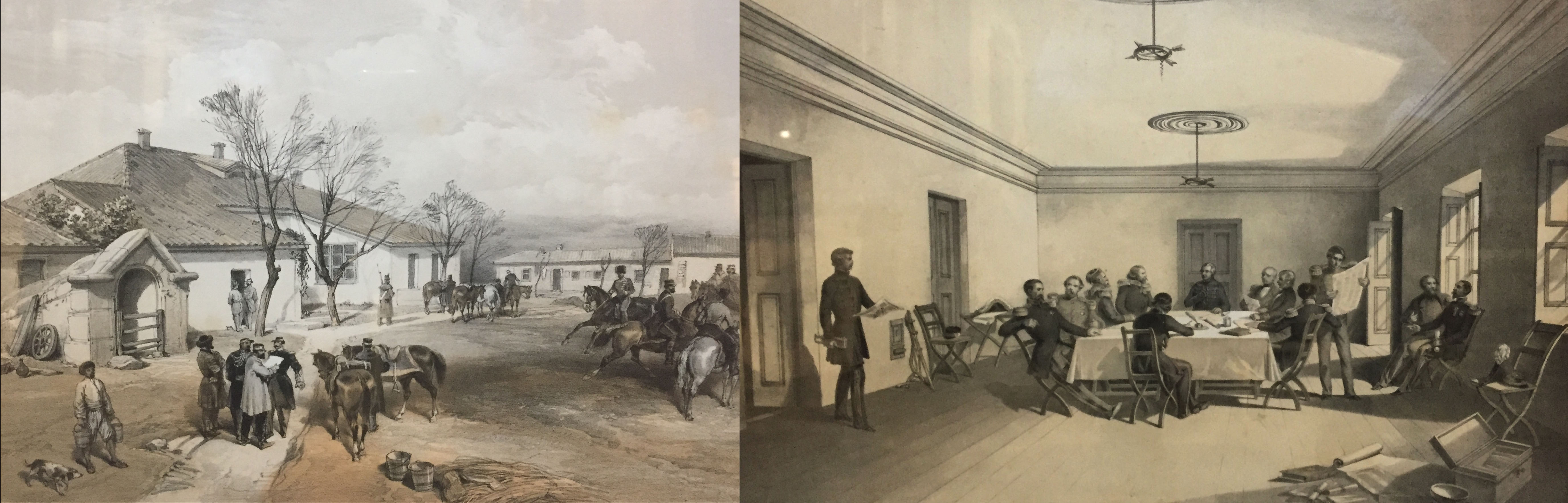 AFTER W SIMPSON, 1823 - 1899, TWO 19TH CENTURY LITHOGRAPHS 'Interior of Raglan's Headquarters -