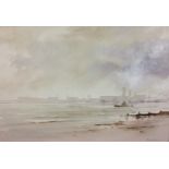 PHILIP GARDINER, 1922 - 1986, WATERCOLOUR Landscape, titled 'The Thames at Gravesend', signed