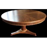 A WILLIAM IV DESIGN MAHOGANY CIRCULAR BREAKFAST TABLE On a faceted column with a platform base. (