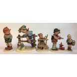 HUMMEL, GOEBEL, GERMANY, A COLLECTION OF FIVE 20TH CENTURY POTTERY FIGURES Various poses of children