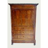 A 19TH CENTURY FRENCH MAHOGANY ESCRITOIRE ABATTANT With marble top above fitted fall front writing