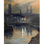 A VICTORIAN SCOTTISH WATERCOLOUR Landscape, moonlit river view, signed lower left 'D. Hardie',