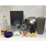 A SELECTION OF GLASS TUMBLERS AND DRINKING VESSELS To include a Porsche design water jug with two