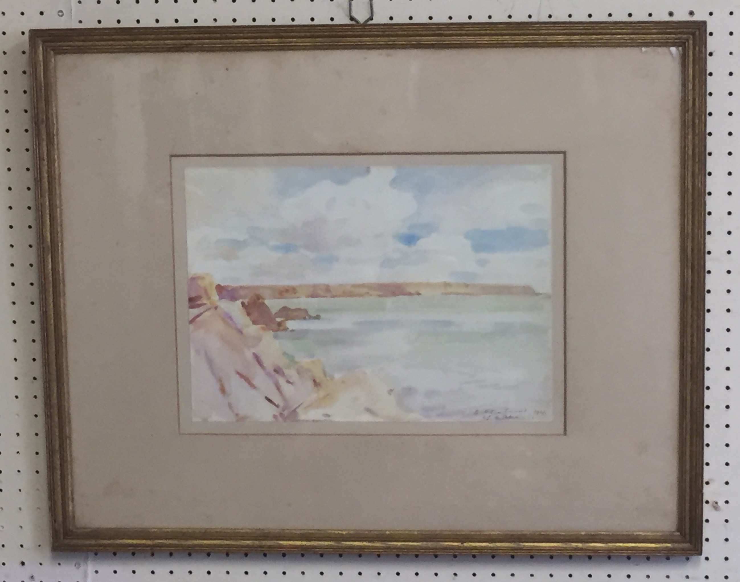 WILFRED GABRIEL DE GLEHN, 1870 - 1951, AN EARLY 20TH CENTURY WATERCOLOUR Coastal scene, cliffs - Image 2 of 3