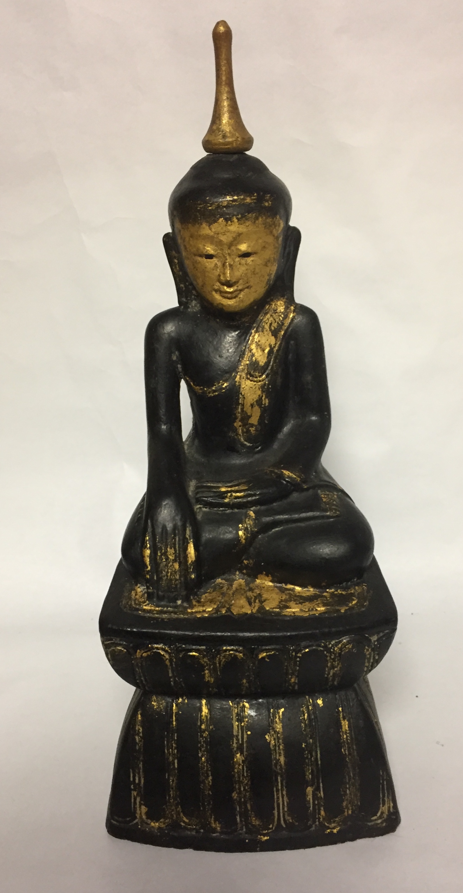 A PATINATED BRONZE STATUE OF A THAI DANCER Raised on a circular plinth base, sold together with - Image 2 of 3