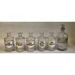 A COLLECTION OF VINTAGE GLASS PERFUME BOTTLES To include Ess Jockey Club, along with acetic acid