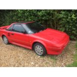 A RED 1988,TOYOTA MR2 T-BAR, MODERN CLASSIC Red, T-Bar roof, black leather interior In last owners