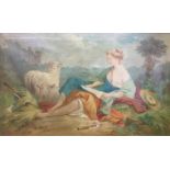 IN THE MANNER OF FRANÇOIS BOUCHER, A LARGE LATE 19TH/EARLY 20TH CENTURY OIL ON CANVAS Shepherdess