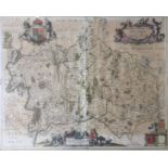 JOANNEM JANBONIUM, 1588 - 1664, A 17TH CENTURY COLOURED MAP Of Middlesex and Hertfordshire