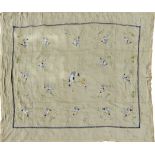 A LARGE MID 20TH CENTURY LINEN TABLECLOTH Embroidered with eagles, possibly American. (215cm x