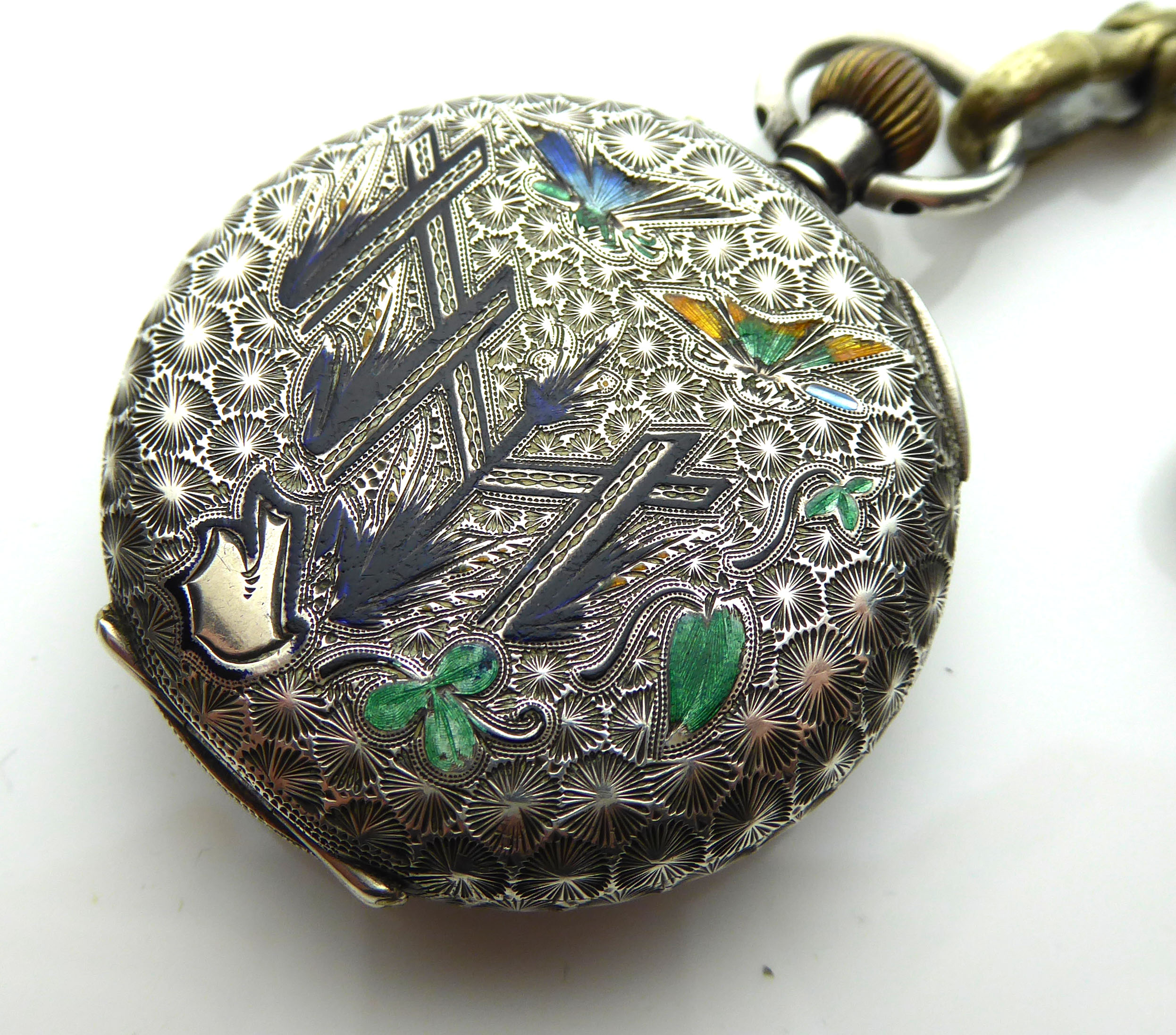 AN EARLY 20TH CENTURY SILVER AND ENAMEL LADIES' POCKET WATCH The white circular dial highlighted - Image 3 of 3