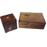 A VICTORIAN MAHOGANY MARQUETRY INLAID SQUARE TEA CADDY With floral inlay, the interior being