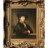 A 20TH CENTURY OIL ON CANVAS Portrait of the Artist Rembrandt, in a decorative gilt frame. (87cm x