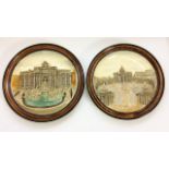 A PAIR OF 19TH CENTURY GERMAN POTTERY CHARGERS The heavily embossed with the Vatican and Trevi