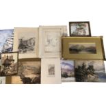 A COLLECTION OF 19TH CENTURY AND LATER WATERCOLOURS Unframed.