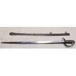 A 19TH CENTURY BRITISH OFFICER'S SWORD With shagreen grip, shaped hilt and a curved blade,