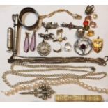 A COLLECTION OF EARLY 20TH CENTURY COSTUME JEWELLERY Including three silver and paste set