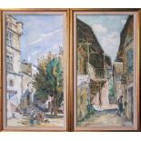 LOUIS AGRICOL MONTAGNE, FRENCH, 1879 - 1960, A PAIR OF 20TH CENTURY WATERCOLOURS Townscapes, Maisons
