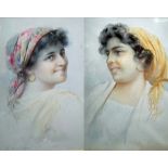 G.DE LUCA, A PAIR OF EARLY 20TH CENTURY WATERCOLOURS Portrait of Italian gypsy women, signed lower