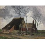 VERNON SOUTHWARD, BRITISH, 1913 - 1981, 'A FLEMISH FARM', A 20TH CENTURY OIL ON CANVAS Signed