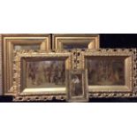 A COLLECTION OF FIVE VICTORIAN CRYSTOLEUM PICTURES Comprising a pair of 18th Century style