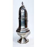 CHARLES WILKES, A 20TH CENTURY SILVER SUGAR CASTOR With acorn finial overt an octagonal section