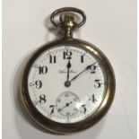 HAMILTON, AN EARLY 20TH CENTURY GOLD PLATED POCKET WATCH.