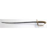 A VICTORIAN OFFICER'S SWORD Having foliate and scroll decoration to the blade, shagreen grip and a
