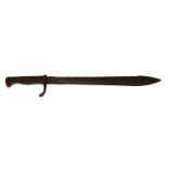 A GERMAN WORD WAR I 'SAWBACK' BAYONET The blade with stamped 'Waffenfabrik Mauser A G Oberndorf' and