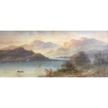 L. LEXIS, AN EARLY 20TH CENTURY WATERCOLOUR Illustrated with figures on a lake, signed lower left,