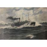 B. ARIS?, AN EARLY 20TH CENTURY WATERCOLOUR SEASCAPE, R.M.S ATHENIC Signed and dated lower right '