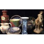 A COLLECTION OF VICTORIAN AND LATER POTTERY AND PORCELAIN ITEMS Including a Royal Dux figural group,