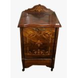 A VICTORIAN ROSEWOOD AND MARQUETRY INLAID PURDONIUM Decorated with swags, foliate scrolls and string