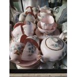 TWO VINTAGE TUSCAN PORCELAIN TEA SETS Comprising an eight piece set, with pink grounds marked '