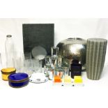 A SELECTION OF GLASS TUMBLERS AND DRINKING VESSELS To include a Porsche design water jug with two