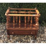 A VICTORIAN MAHOGANY CANTERBURY With spindle rails and a lower drawer. (50cm x 31cm x 43cm)