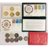 A COLLECTION OF 20TH CENTURY SILVER PROOF COMMEMORATIVE COINS Including a cased set of the Queen