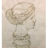 MATHEW DENNIS, A 20TH CENTURY SKETCH OF A PORTRAIT BUST Classical style, female form on socle