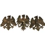 THREE HEAVY CAST IRON PLAQUES Imperial eagles. (48cm x 48cm)