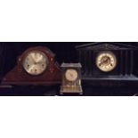 A COLLECTION OF THREE EARLY 20TH CENTURY MANTLE CLOCKS Including an architectural style Belgian