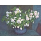 HARALD DALL, A 20TH CENTURY OIL ON BOARD Still life, illustrated with flowers in a vase, signed