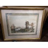 AFTER MARCO RIZZI, A PAIR OF 19TH CENTURY HAND COLOURED ENGRAVINGS Italian harbour scene, both