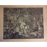A COLLECTION OF 19TH CENTURY BLACK AND WHITE ENGRAVINGS Two published by William Hogarth, a tavern
