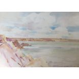 WILFRED GABRIEL DE GLEHN, 1870 - 1951, AN EARLY 20TH CENTURY WATERCOLOUR Coastal scene, cliffs